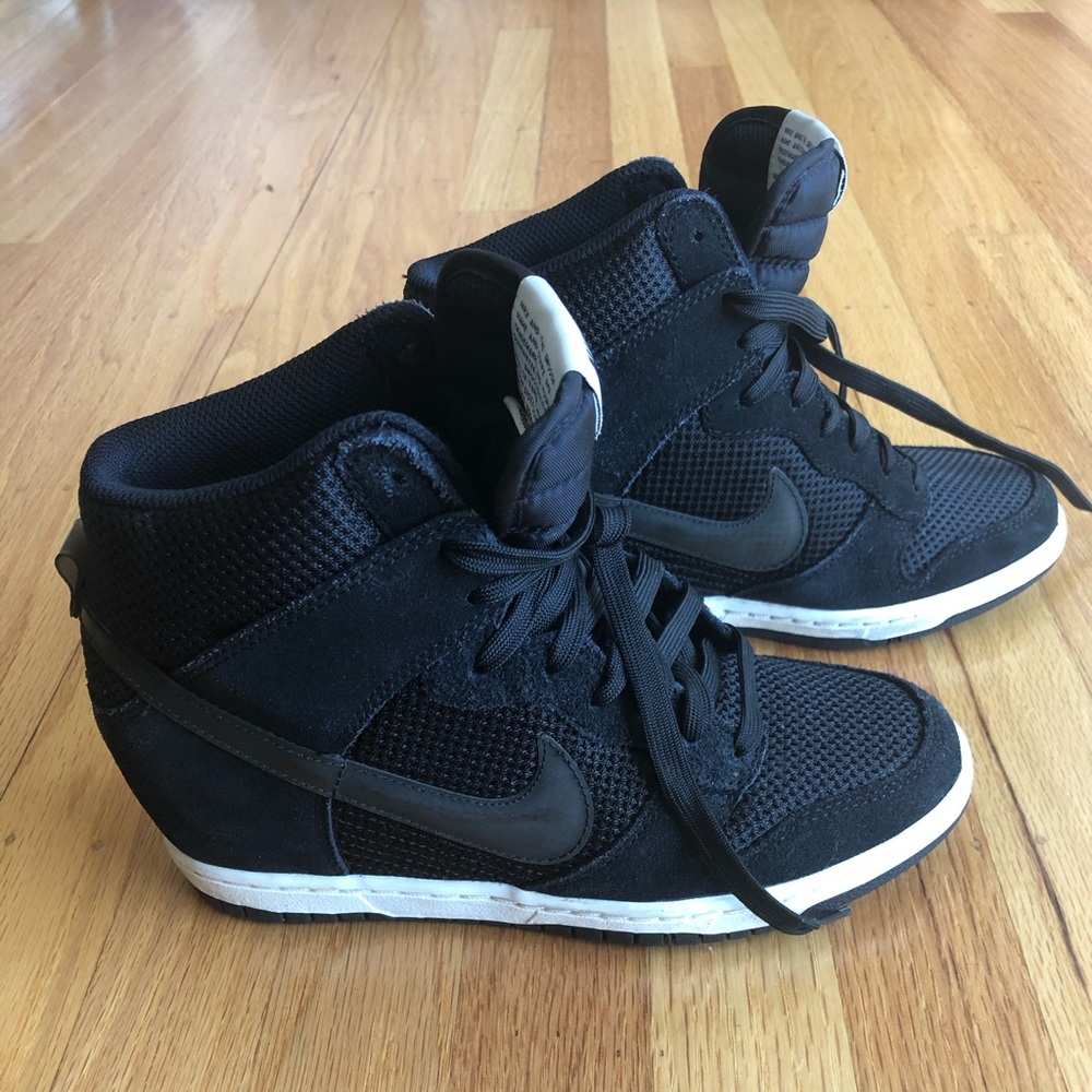 Nike Dunk Sky Hi Wedge Sneakers Size 7 Black